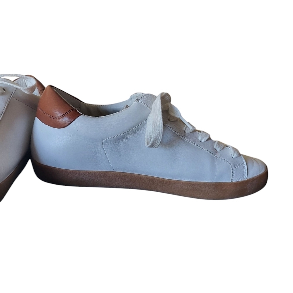 Banana Republic Essential White & Brown Leather Sneaker Size 8.5 - Picture 3 of 8
